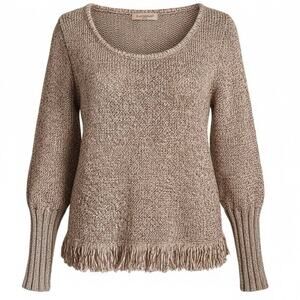 Lolita Italy Made in Italy Knit Sweater Small Tan Brown Fringe Earthcore Boho